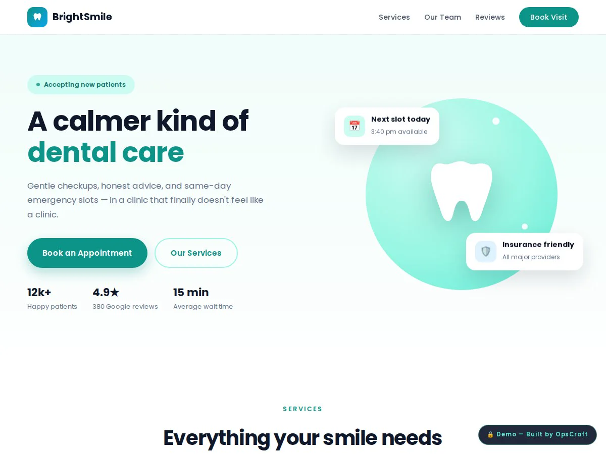 BrightSmile dental clinic website
