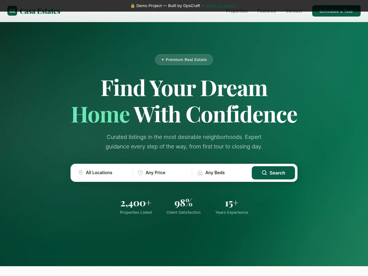 Casa Estates real estate website