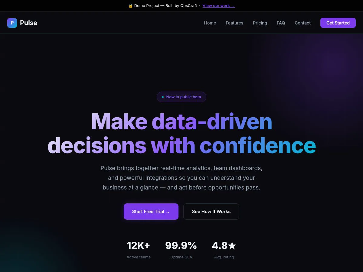 Pulse SaaS platform website